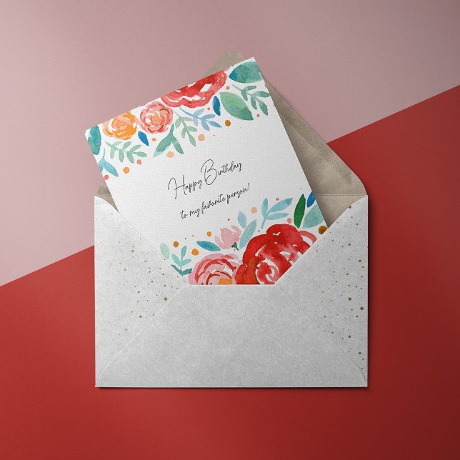 Cartão de Aniversário para rosas de Aquarela (Criador carregado)