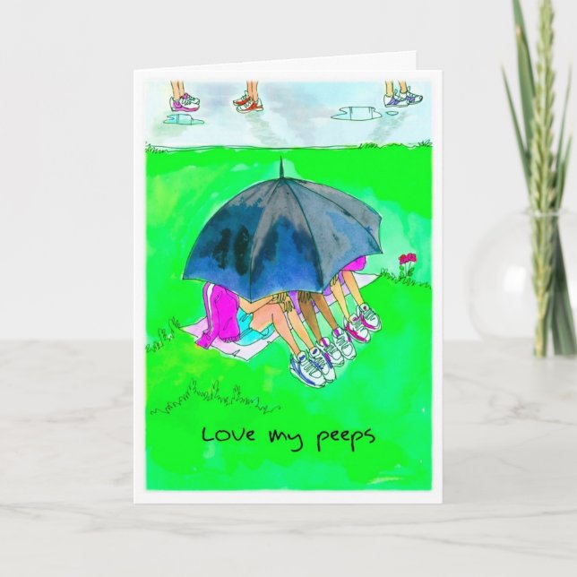 Cartão de Aniversário para Runner - Peeps em Execu (Frente)