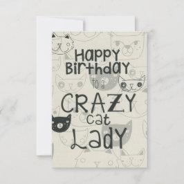 Cartão de Aniversário para Senhora de Gato Louco