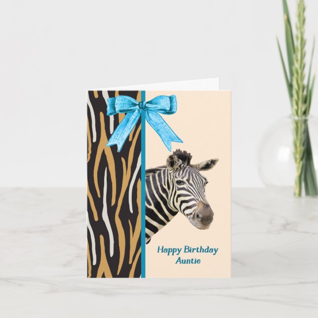 Cartão de aniversário para tia com zebra (Frente)