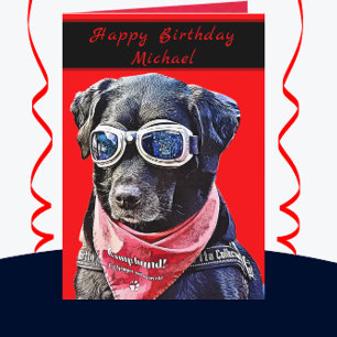 Cartão de Aniversário para um Cão Preto Labrador L