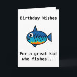 Cartão de aniversário para um grande miúdo que<br><div class="desc">Cartão de aniversário original de FishingTruths para esse grande miúdo em sua vida que pesca. Este cartão original e memorável - caracterizando nossa mascote sem medo, Hugo - ajustará seus sentimentos independentemente dos outros cartões que de aniversário genéricos nós somos todo o cansados da recepção. Peça diversos agora para assegurar-se...</div>