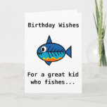 Cartão de aniversário para um grande miúdo que<br><div class="desc">Cartão de aniversário original de FishingTruths para esse grande miúdo em sua vida que pesca. Este cartão original e memorável - caracterizando nossa mascote sem medo, Hugo - ajustará seus sentimentos independentemente dos outros cartões que de aniversário genéricos nós somos todo o cansados da recepção. Peça diversos agora para assegurar-se...</div>