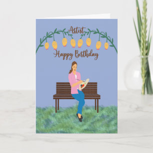 Cartão de Aniversário para uma Artista Menina em