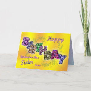 Cartão de aniversário para uma irmã com texto f