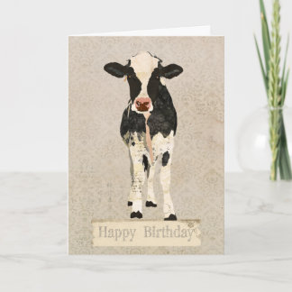 Cartão de Aniversário para Vaca Onyx e Ivory