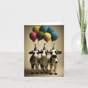 Cartão de Aniversário para Vacas do Partido Festiv