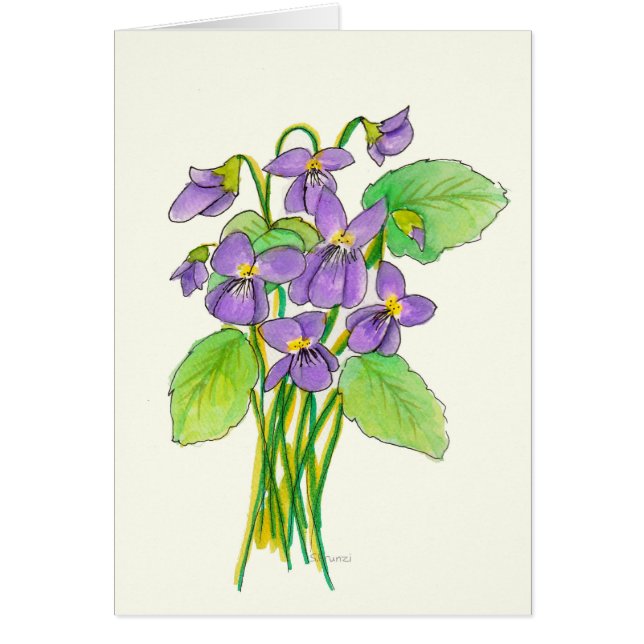 Cartão de Aniversário para Violetas Selvagens (Frente)