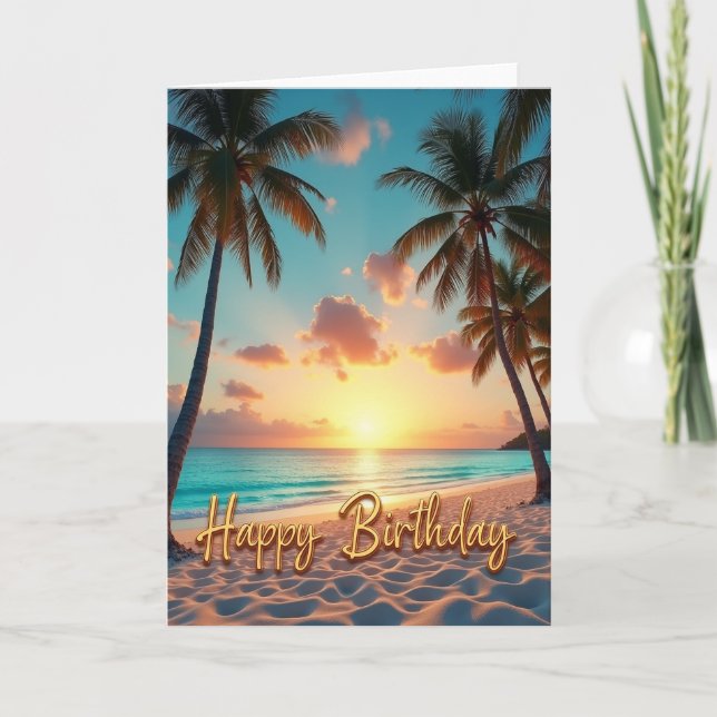 Cartão de Aniversário Paraíso Oceânico (Frente)
