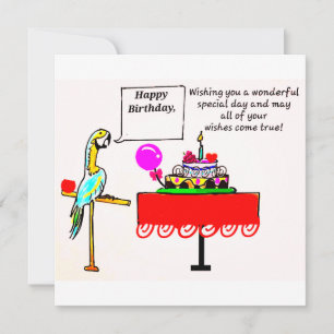 CARTÃO DE ANIVERSÁRIO - PARROT DIZENDO FELIZ ANIVE