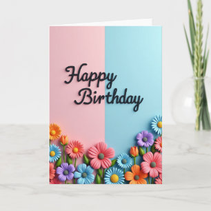 Cartão de Aniversário Pastel Dividido