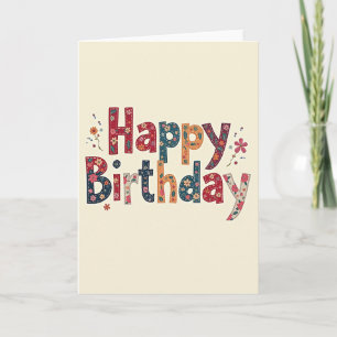 Cartão de Aniversário Patchwork Feliz