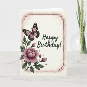 Cartão de Aniversário Peony Butterfly