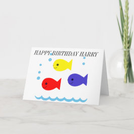 CARTÃO DE ANIVERSÁRIO PEQUENO DE TRÊS PEIXES