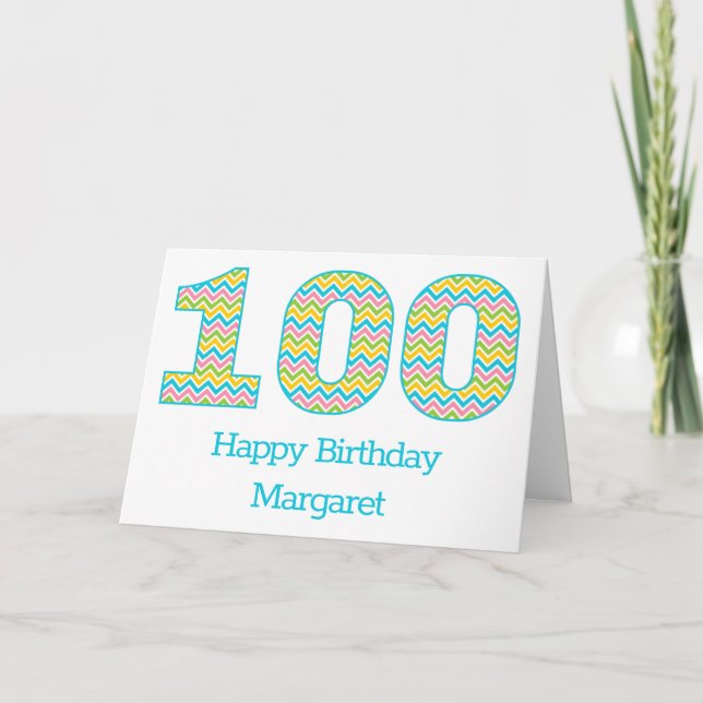 Cartão de Aniversário Personalizado Bright Chevron (Frente)