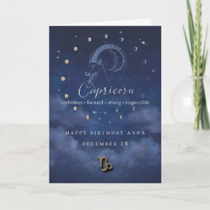 Cartão de aniversário personalizado Capricórnio Zo