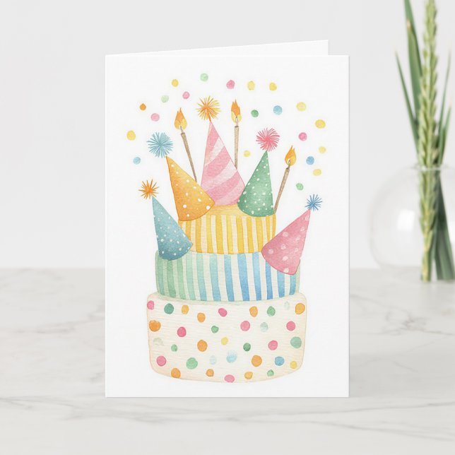 Cartão de Aniversário Personalizado com Aquarela (Frente)