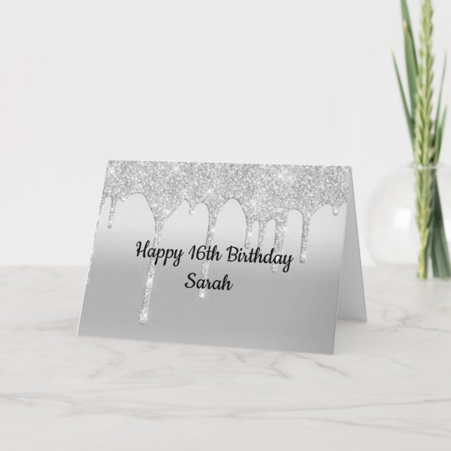 Cartão de Aniversário Personalizado com Brilho Pra (Frente)