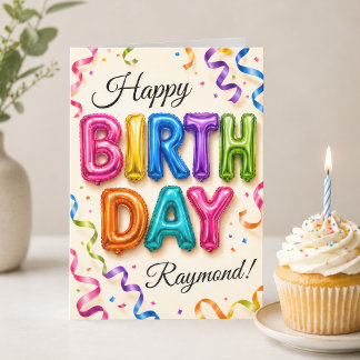 Cartão de Aniversário Personalizado com Letras em 