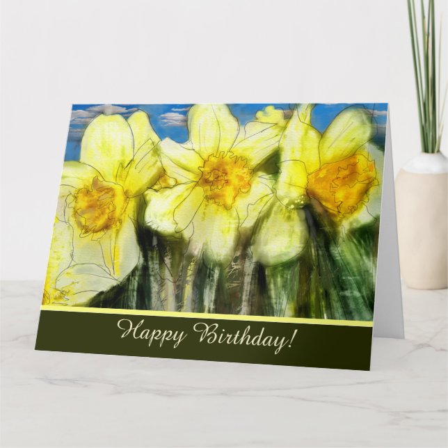 Cartão de Aniversário Personalizado Daffodils (Frente)