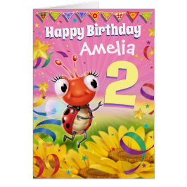 Cartão de aniversário personalizado de 2 anos Pequ