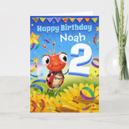 Cartão de aniversário personalizado de 2 anos Pequ