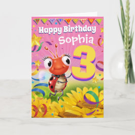 Cartão de aniversário personalizado de 3 anos Pequ