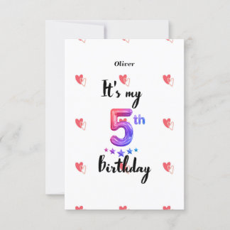 Cartão de Aniversário Personalizado de 5 Ano