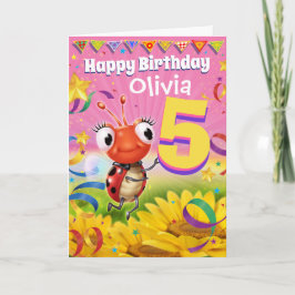 Cartão de aniversário personalizado de 5 anos Pequ