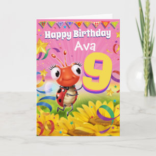 Cartão de aniversário personalizado de 9 anos Pe