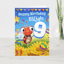 Cartão de aniversário personalizado de 9 anos Pequ