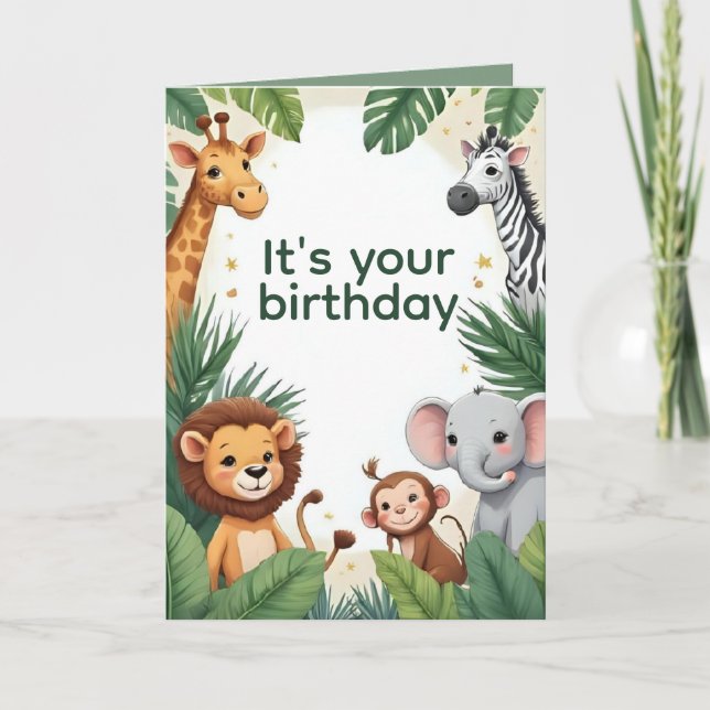Cartão de Aniversário Personalizado de Animais da  (Frente)
