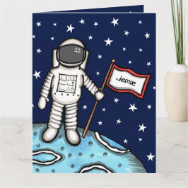 Cartão de Aniversário Personalizado de Astronauta 