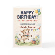 Cartão de aniversário personalizado de bezerro fof