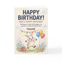 Cartão de aniversário personalizado de coelhinho f