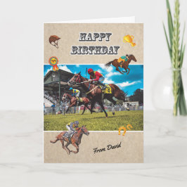 Cartão de Aniversário Personalizado de Corrida de 