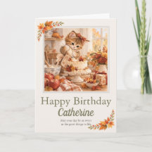 Cartão de aniversário personalizado de outono com 