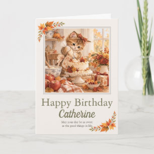 Cartão de aniversário personalizado de outono com