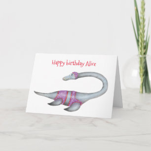 Cartão de aniversário personalizado do Plesiossaur