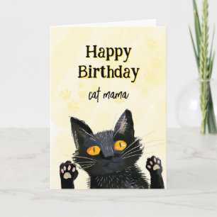 Cartão de Aniversário Personalizado Gatinho Preto 