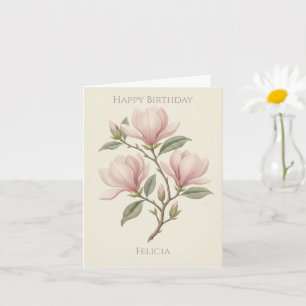 Cartão de Aniversário Personalizado Magnólia Antig