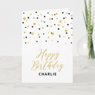 Cartão de Aniversário Personalizado Nome Dourado &