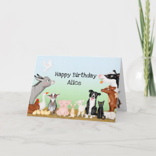 Cartão de aniversário personalizado para animais d