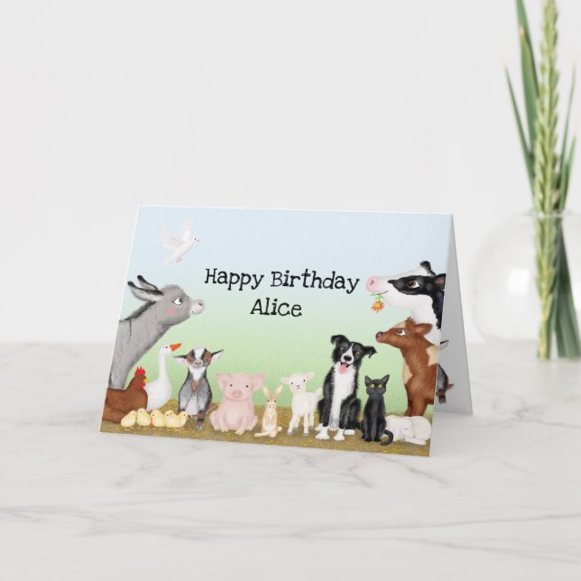 Cartão de aniversário personalizado para animais d (Frente)