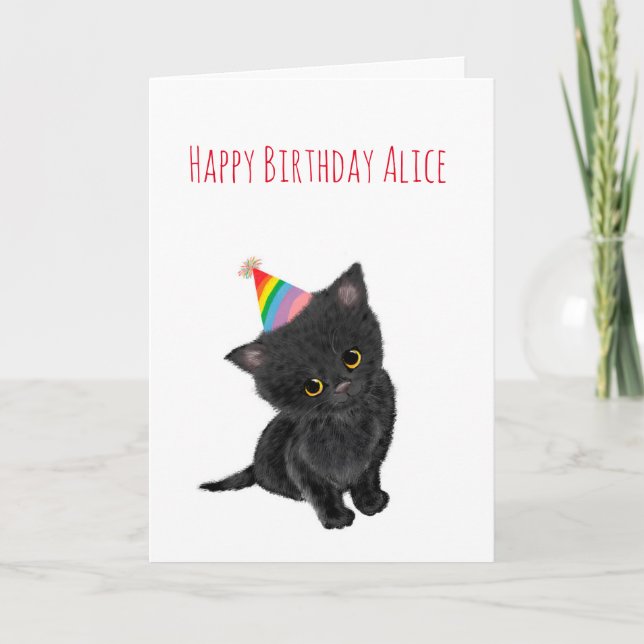 Cartão de aniversário personalizado para gatinhos  (Frente)