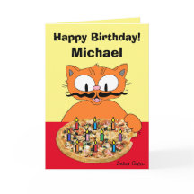 Cartão de Aniversário Personalizado Pizza Party Ga