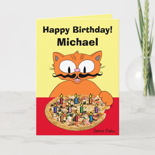 Cartão de Aniversário Personalizado Pizza Party Ga (Frente)