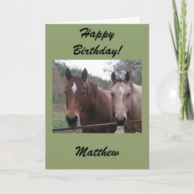 Cartão de Aniversário Personalizado Quarter Horse (Frente)