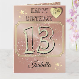 Cartão de Aniversário Personalizado Rosa Dourado p