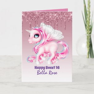 Cartão de Aniversário Personalizado Sweet 16 Lindo